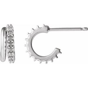14K White Gold 1.2 mm Round Left Hoop Earring Mounting