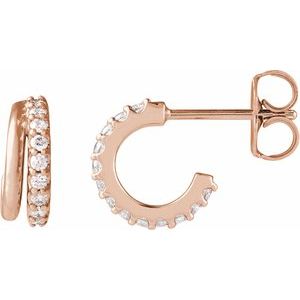 14K Rose Gold 1/6 CTW Lab-Grown Diamond Hoop Earrings