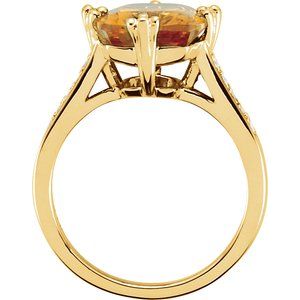 14K Yellow Gold Natural Citrine & .08 CTW Natural Diamond Ring