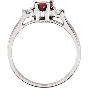 14K White Gold Natural Mozambique Garnet & 1/10 CTW Natural Diamond Ring