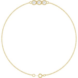 14K Yellow Gold 1/4 CTW Lab-Grown Diamond Three-Stone Line  7" Bracelet