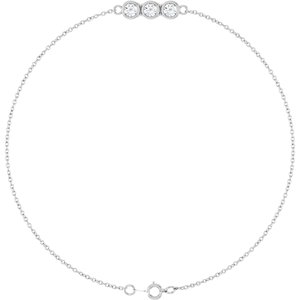 Sterling Silver 3 mm Round Three-Stone Line  7" Bracelet Mounting