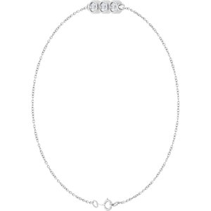 14K White Gold 1/4 CTW Lab-Grown Diamond Three-Stone Line  7" Bracelet – image 2
