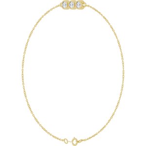 14K Yellow Gold 1/4 CTW Lab-Grown Diamond Three-Stone Line  7" Bracelet – image 2