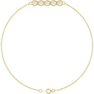 14K Yellow Gold 1/2 CTW Natural Diamond Five-Stone Line  7" Bracelet
