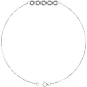 Sterling Silver 3 mm Round Five-Stone Line  7" Bracelet Mounting – image 2