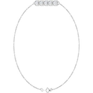 14K White Gold 3 mm Round Five-Stone Line  7" Bracelet Mounting – image 3