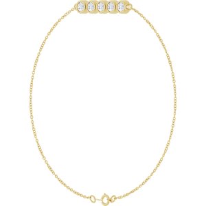14K Yellow Gold 3 mm Round Five-Stone Line  7" Bracelet Mounting – image 3