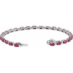 14K White Gold Lab-Grown Ruby & 5/8 CTW Lab-Grown Diamond Line 7" Bracelet
