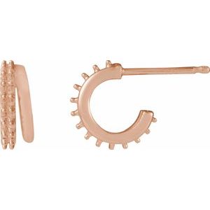 14K Rose Gold 1.2 mm Round Right Hoop Earring Mounting