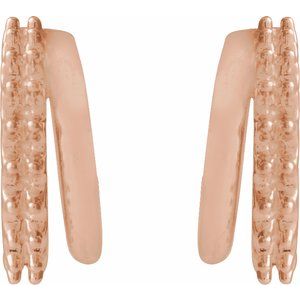 14K Rose Gold 1.2 mm Round Right Hoop Earring Mounting – image 2