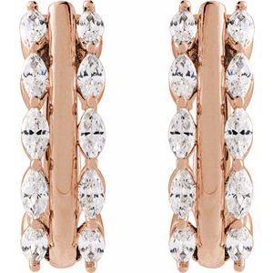 14K Rose Gold 5/8 CTW Natural Diamond Hinged 15 mm Hoop Earrings – image 2