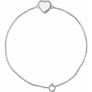 Engravable Beaded Heart Bracelet