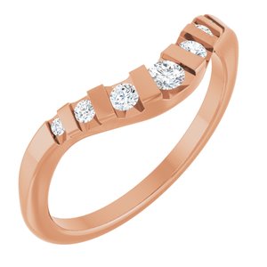 14K Rose Round 1/6 CTW Natural Diamond Channel-Set Contour Band