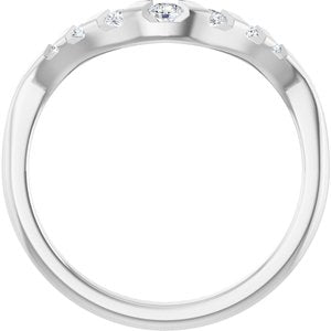 14K White Round 1/6 CTW Natural Diamond Channel-Set Contour Band
