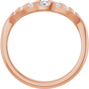 14K Rose Round 1/6 CTW Natural Diamond Channel-Set Contour Band
