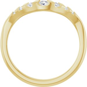 14K Yellow Round 1/6 CTW Natural Diamond Channel-Set Contour Band