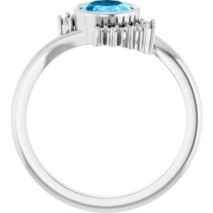Platinum Natural Swiss Blue Topaz & 1/8 CTW Natural Diamond Ring