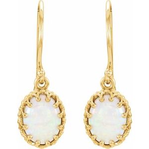 14K Yellow Gold Natural White Opal Earrings – image 2