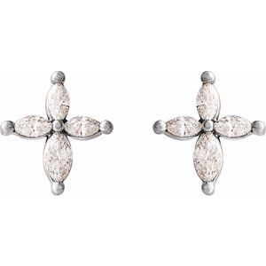 Sterling Silver 1/3 CTW Natural Diamond Cross Earrings – image 3