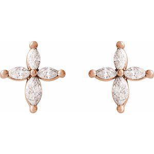 14K Rose Gold 1/3 CTW Natural Diamond Cross Earrings