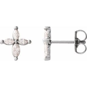 Sterling Silver 1/3 CTW Natural Diamond Cross Earrings