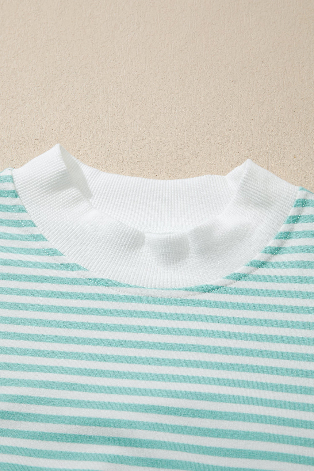 Stripe Contrast Mock Neck Tee & Shorts Set