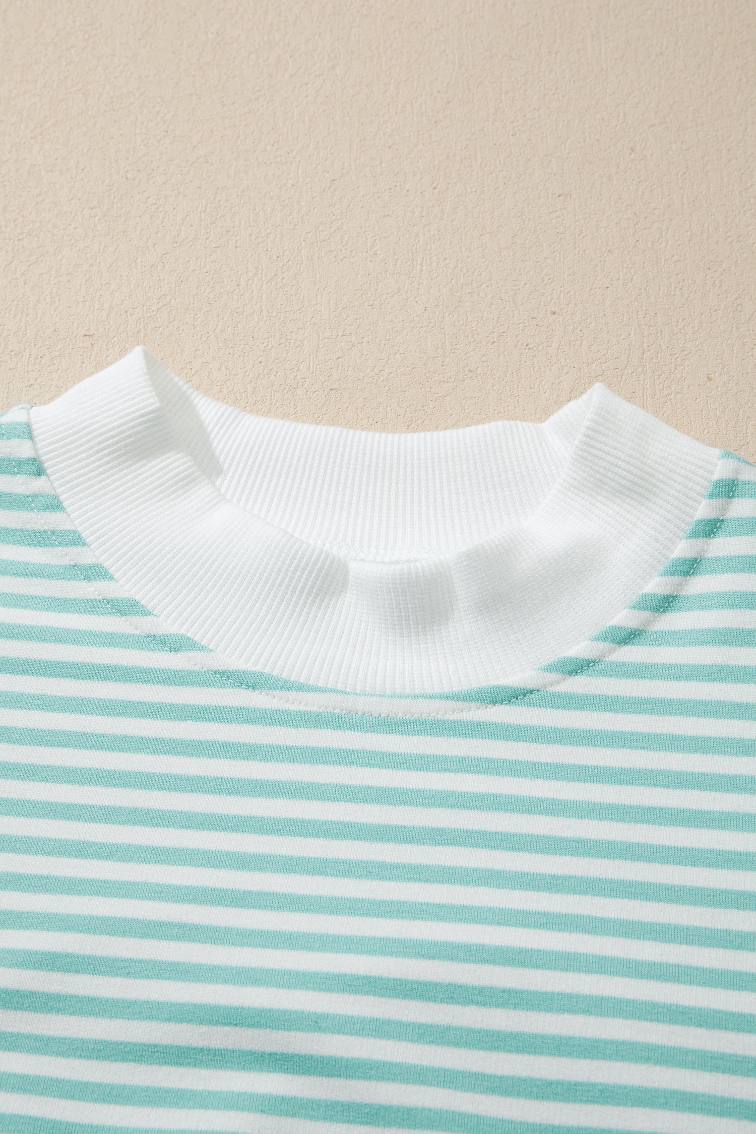 Stripe Contrast Mock Neck Tee & Shorts Set