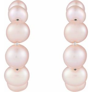 Sterling Silver Cultured Pink Freshwater Pearl Hoop Earrings