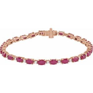 14K Rose Gold Lab-Grown Ruby & 5/8 CTW Lab-Grown Diamond Line 7" Bracelet