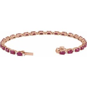 14K Rose Gold Lab-Grown Ruby & 5/8 CTW Lab-Grown Diamond Line 7" Bracelet