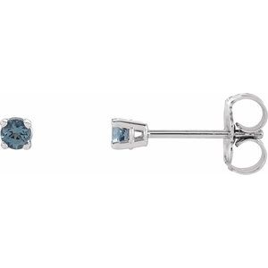 14K White Gold 2.5 mm Natural Aquamarine Earrings