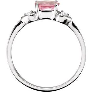 14K White Gold Natural Pink Tourmaline & .03 CTW Natural Diamond Ring