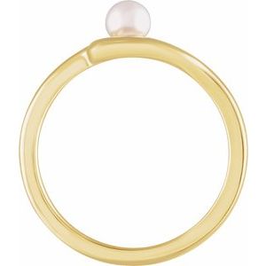 14K Yellow Gold Cultured White Freshwater Pearl Freeform Ring