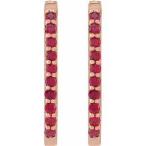 14K Rose Gold Lab-Grown Ruby 20 mm Hoop Earrings – image 2