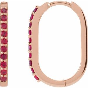 14K Rose Gold Lab-Grown Ruby 20 mm Hoop Earrings
