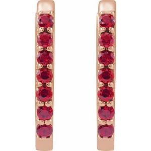 14K Rose Gold Lab-Grown Ruby 14 mm Hoop Earrings – image 2