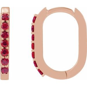 14K Rose Gold Lab-Grown Ruby 14 mm Hoop Earrings