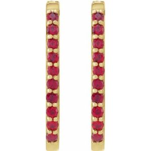 14K Yellow Gold Lab-Grown Ruby 20 mm Hoop Earrings