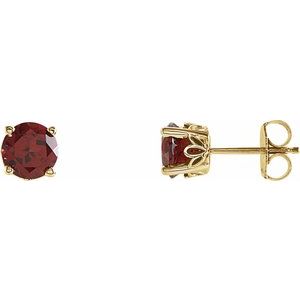 14K Yellow Gold Natural Mozambique Garnet Earrings
