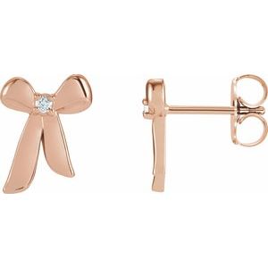 14K Rose Gold .03 CTW Natural Diamond Bow Earrings