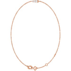 14K Rose Gold 1/10 Natural Diamond Graduated 6 1/2-7 1/2" Bracelet – image 2