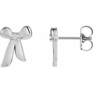 Platinum .03 CTW Natural Diamond Bow Earrings