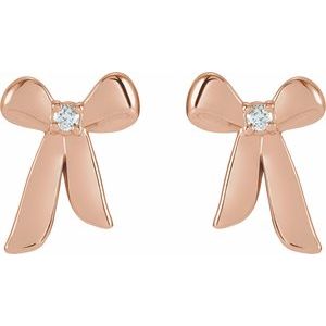 14K Rose Gold .03 CTW Natural Diamond Bow Earrings