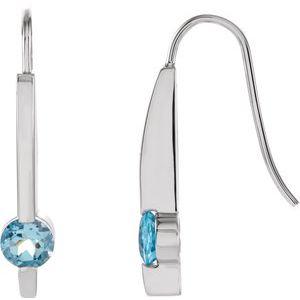 14K White Gold Natural Aquamarine Bar Earrings