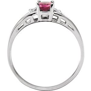 14K White Gold Natural Pink Tourmaline & .025 CTW Natural Diamond Ring