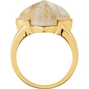 14K Yellow Gold Natural Rutilated Quartz Ring