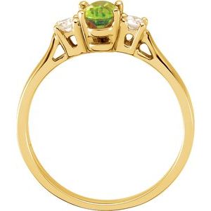 14K Yellow Gold Natural Peridot & 1/6 CTW Natural Diamond Ring