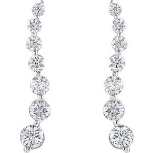 14K White Gold Journey Diamond Earrings