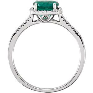 Sterling Silver Lab-Grown Emerald & .01 CTW Natural Diamond Ring